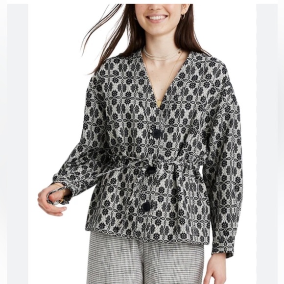 Madewell Geometric Jacquard Tie-Waist Jacket XXS New - Picture 3 of 9